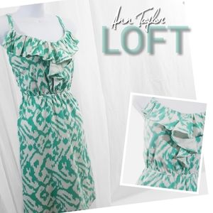 ANN TAYLOR LOFT Cotton Modal Ruffle Print Dress